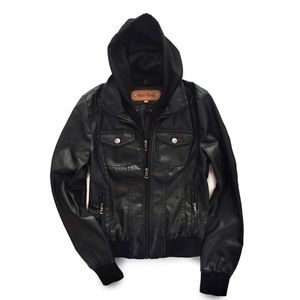 Miss Posh Faux Leather Convertible Hoodie Jacket